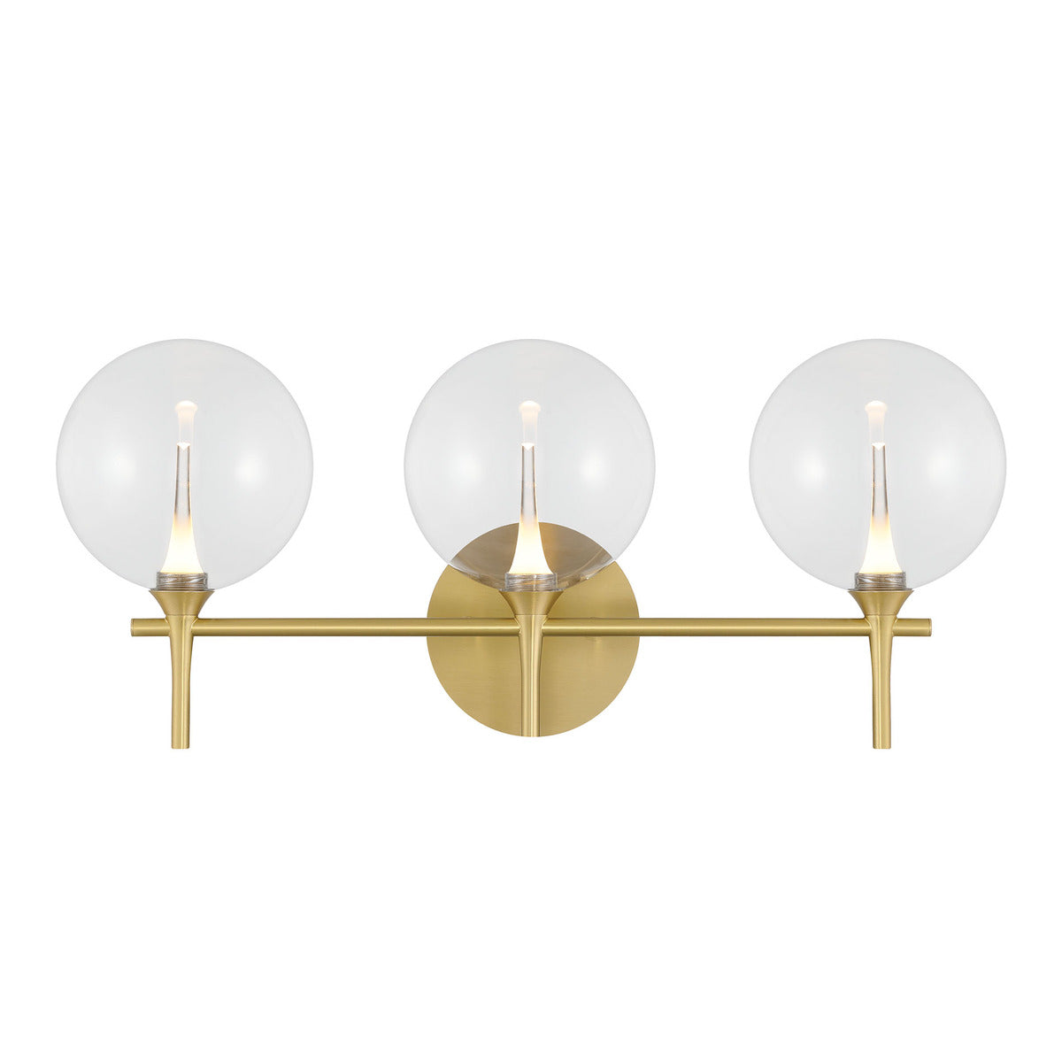 Eurofase Iissa 3-Light LED Vanity, Gold with Clear Glass, front view