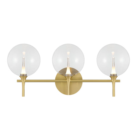 Eurofase Iissa 3-Light LED Vanity, Gold with Clear Glass, front view