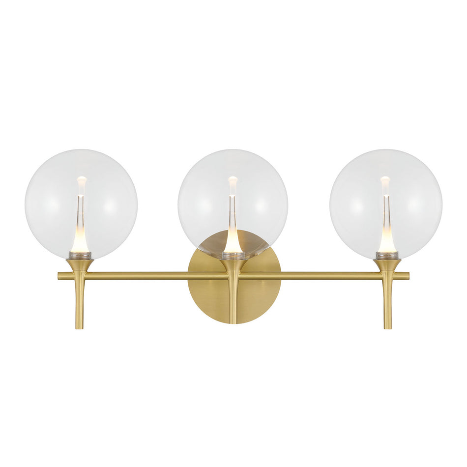 Eurofase Iissa 3-Light LED Vanity, Gold with Clear Glass, front view