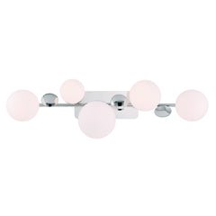 Eurofase Vine 5-Light LED Vanity, Polished Nickel with Opal Glass, front view