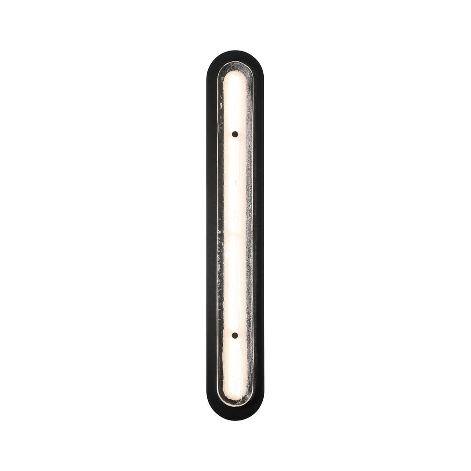 Eurofase Tramore 16" LED Outdoor Wall Light, Powder Coat Black with Silver Glass, front view