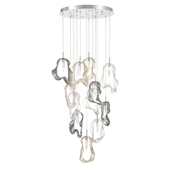 Eurofase Norah 24" 16-Light Chandelier, Polished Nickel with Mixed Glass, front view