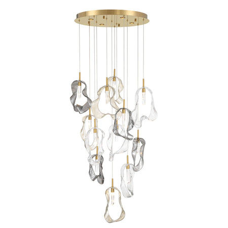 Eurofase Norah 24" 16-Light Chandelier, Gold with Mixed Glass, front view
