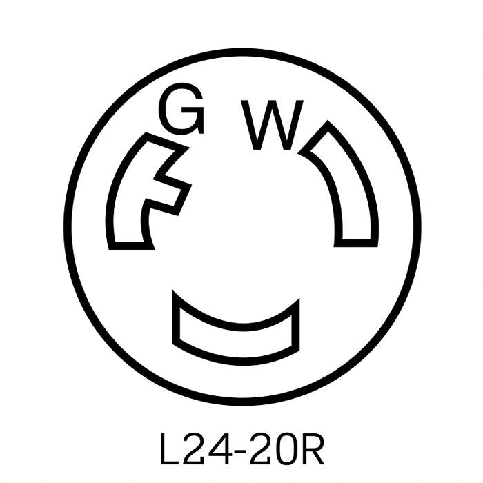 3723 Black Connector - Locking 2-Pole 3-Wire L24 20R 20A 347VAC - Maple Electric Supply 