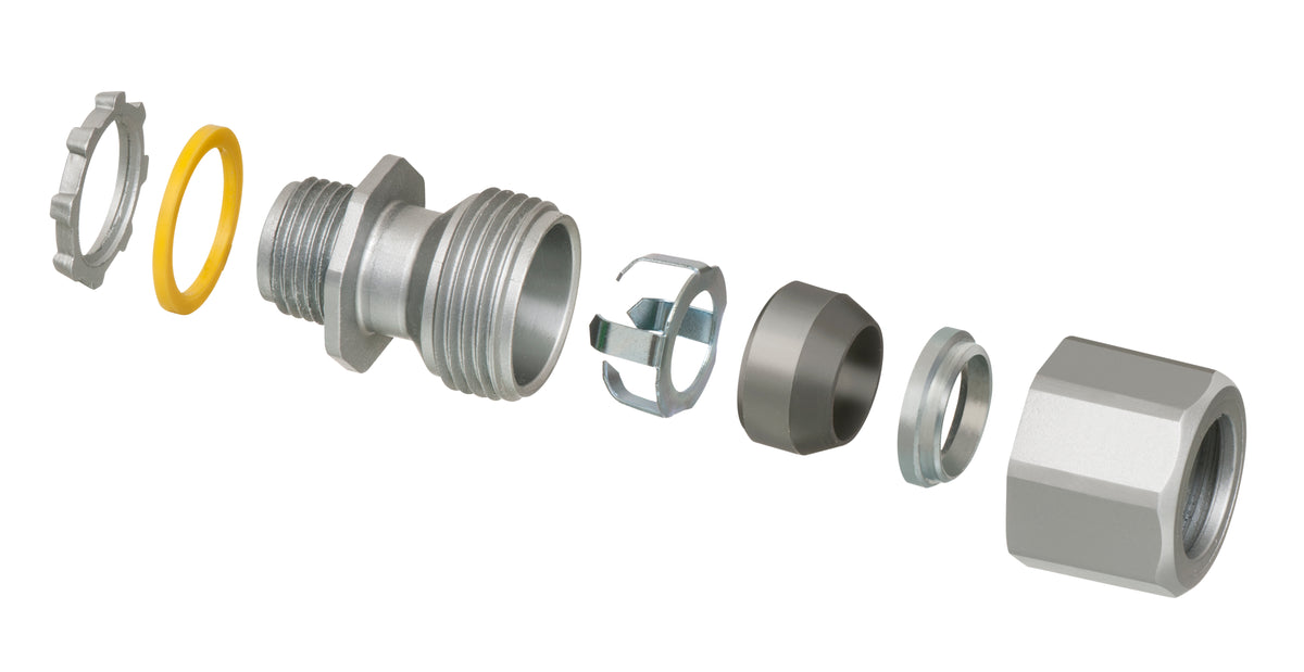 A photo of a , by 1/2" Lt For Mc - Arlington Liquid Tight Zinc Fitting for PVC & Tech90 - ARLINGTON eCommerce - Maple Electric Supply in Canada