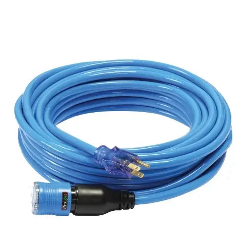 100' Extension Cord 12/3 with Pro Lock -Blue - Maple Electric Supply 