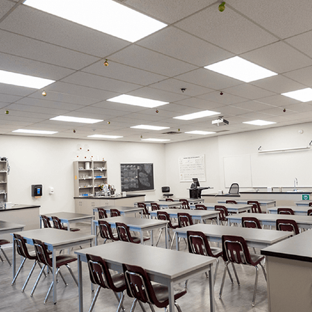 A photo of a 2x4 flat panel, by R35106 - RENO-24BLPL-UNV/347-MWMCCT-HL (no stock until 06/23) - Reno Lighting eCommerce - Maple Electric Supply in Canada