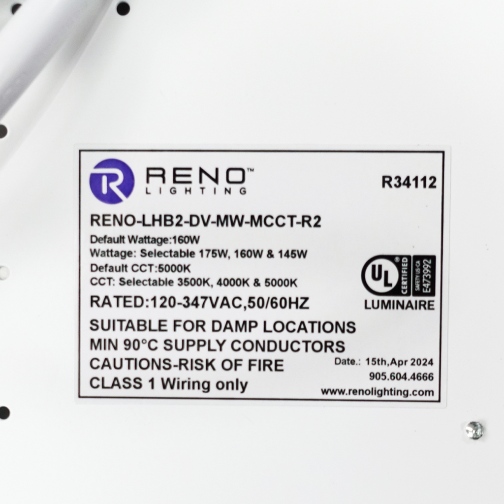 RENO-LHB2-DV-MW-MCCT-R2 LED LINEAR HIGHBAY, , Reno Lighting - Maple Electric Supply 