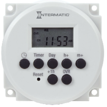 24-Hour or 7-Day 12/24 VDC, 24 VAC Electronic Panel Mount Module, 15 A, 50 Setpoint Programs, SPDT - Maple Electric Supply 