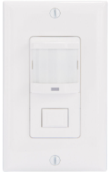 Residential In-Wall Push Button PIR Occupancy Sensor, No Neutral Required, White - Maple Electric Supply 