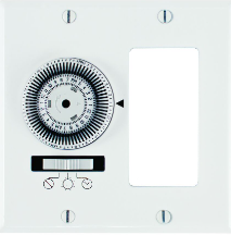 24-Hour Heavy-Duty Mechanical In-Wall Timer, Timer and Decorator Switch, 120 VAC, 20A, SPST, 2 Gang, White - Maple Electric Supply 