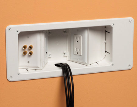 A photo of a , by White TV Box - Arlington Recessed Combo with Paintable Trim - ARLINGTON eCommerce - Maple Electric Supply in Canada