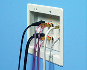 A photo of a , by Arlington TVBU507GC - 3 Gang White TV Box, Recessed Plastic - ARLINGTON eCommerce - Maple Electric Supply in Canada