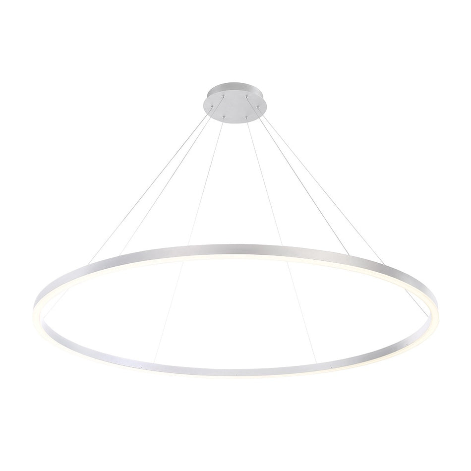 Eurofase Spunto 61" LED Chandelier, Brushed Silver with White Glass, front view
