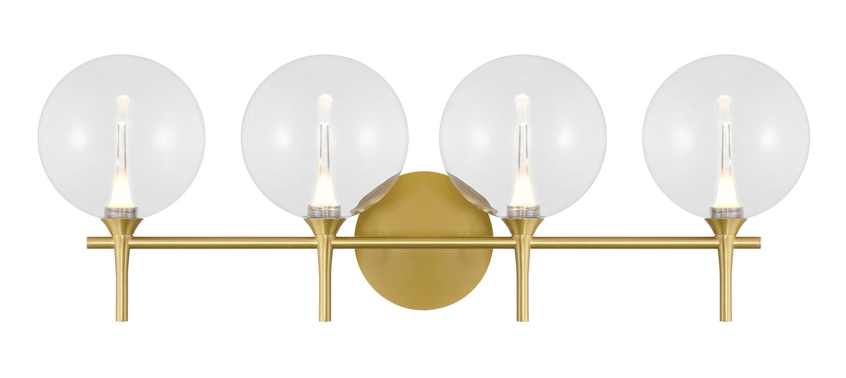 Eurofase Iissa 4-Light LED Vanity, Gold with Clear Glass, front view