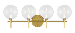 Eurofase Iissa 4-Light LED Vanity, Gold with Clear Glass, front view