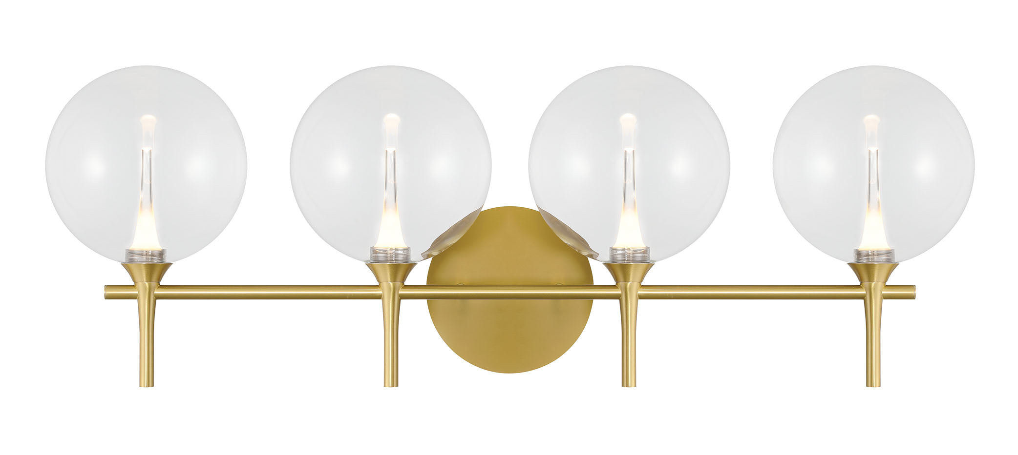 Eurofase Iissa 4-Light LED Vanity, Gold with Clear Glass, front view