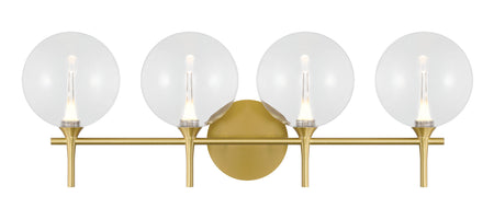 Eurofase Iissa 4-Light LED Vanity, Gold with Clear Glass, front view