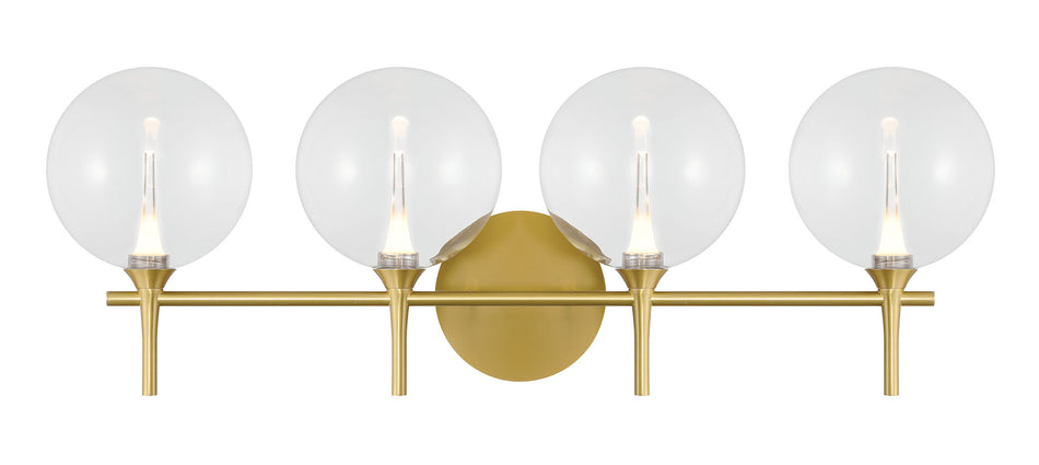 Eurofase Iissa 4-Light LED Vanity, Gold with Clear Glass, front view