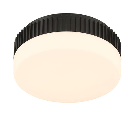 Eurofase Purgos 12" LED Flush Mount, Matte Black with Opal Glass, front view