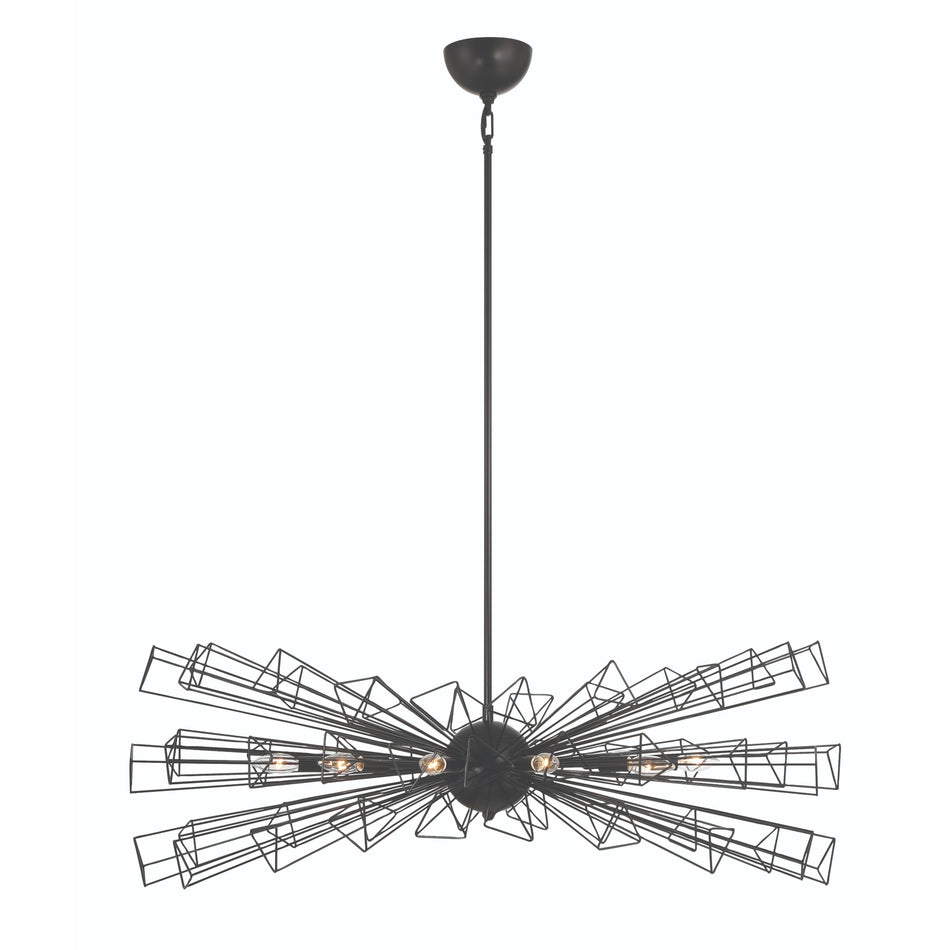 Eurofase Dendelio 45" 10-Light Chandelier, Matte Black, front view