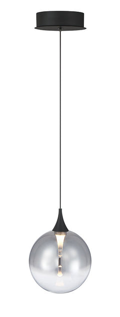 Eurofase Iissa 6" LED Pendant, Matte Black with Smoked Glass, front view
