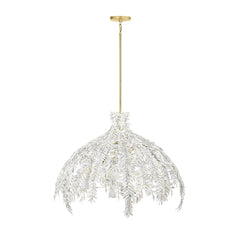 Eurofase Jalore 48" 6-Light Chandelier, Distressed White with White Steel, front view