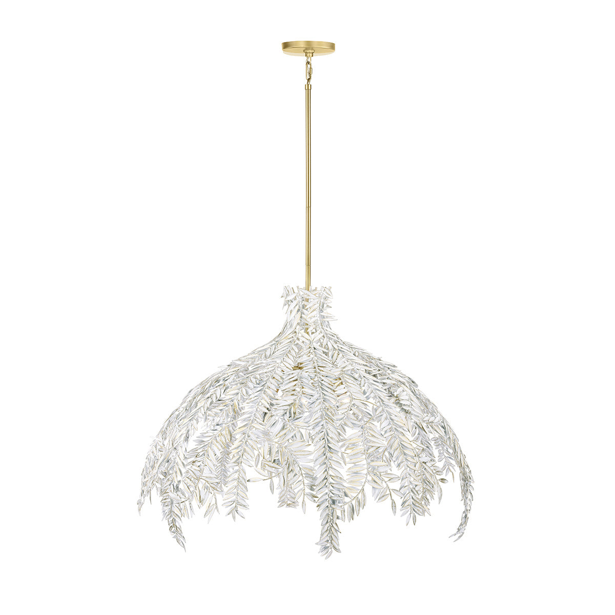 Eurofase Jalore 48" 6-Light Chandelier, Distressed White with White Steel, front view