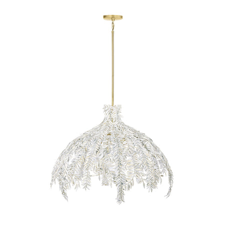 Eurofase Jalore 48" 6-Light Chandelier, Distressed White with White Steel, front view