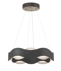 Eurofase Vaughan 24" LED Pendant, Silver-Black Mix with Silver Steel, front view