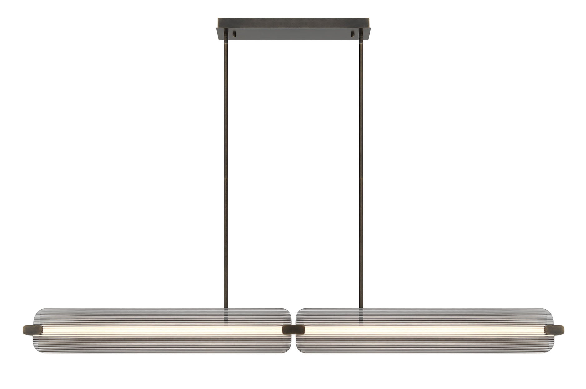 Eurofase Neoness 67" 4-Light LED Chandelier, Weathered Brass with Smoked Glass, front view