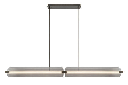 Eurofase Neoness 67" 4-Light LED Chandelier, Weathered Brass with Smoked Glass, front view