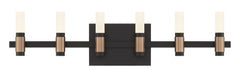 Eurofase Albany 27" 6-Light LED Vanity, Brass-Black Mix with White Acrylic, front view