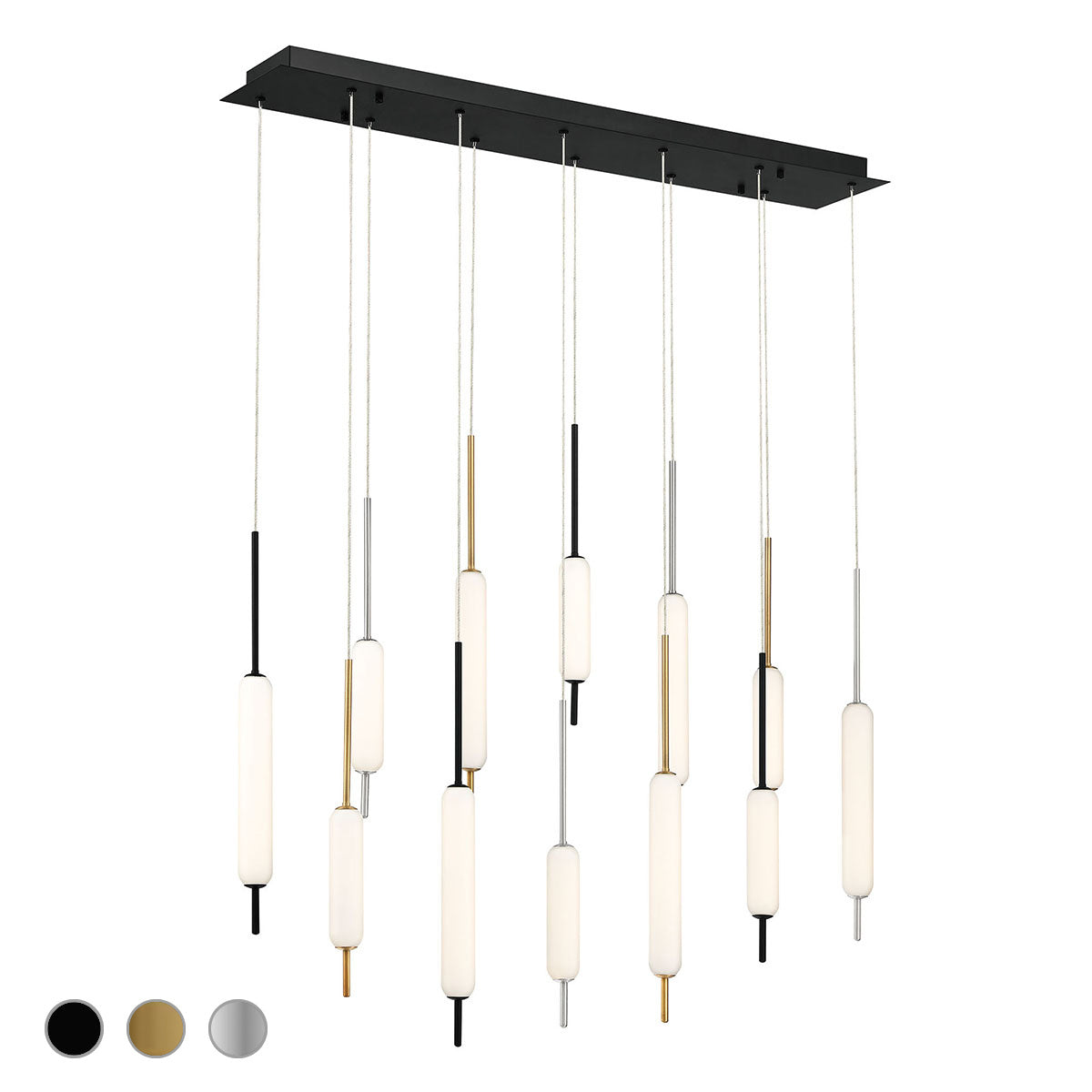 Eurofase Cumberland 40" 12-Light LED Chandelier, Mix with White Glass, front view