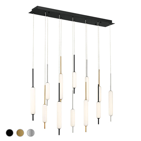 Eurofase Cumberland 40" 12-Light LED Chandelier, Mix with White Glass, front view