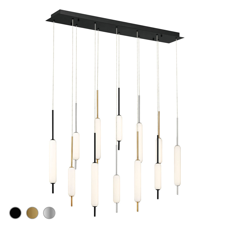 Eurofase Cumberland 40" 12-Light LED Chandelier, Mix with White Glass, front view
