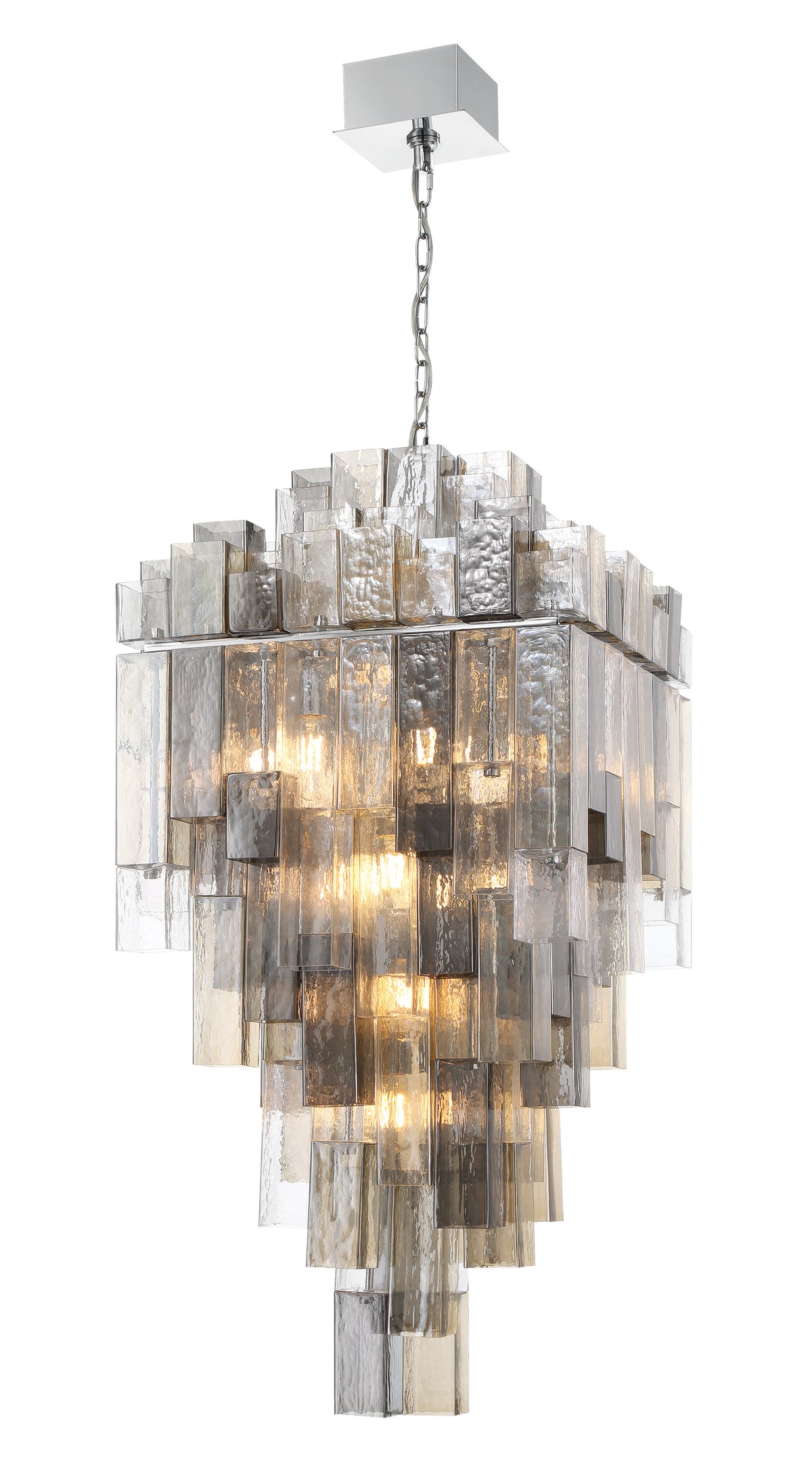 Eurofase Altesa 46" 20-Light Chandelier, Chrome with Mixed Glass, front view