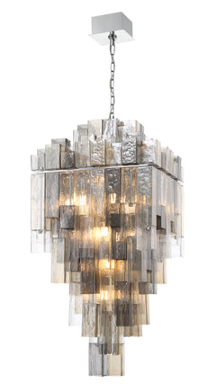 Eurofase Altesa 46" 20-Light Chandelier, Chrome with Mixed Glass, front view