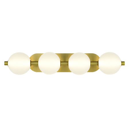 Eurofase Palmas 30" 4-Light LED Vanity, Gold with White Glass, front view