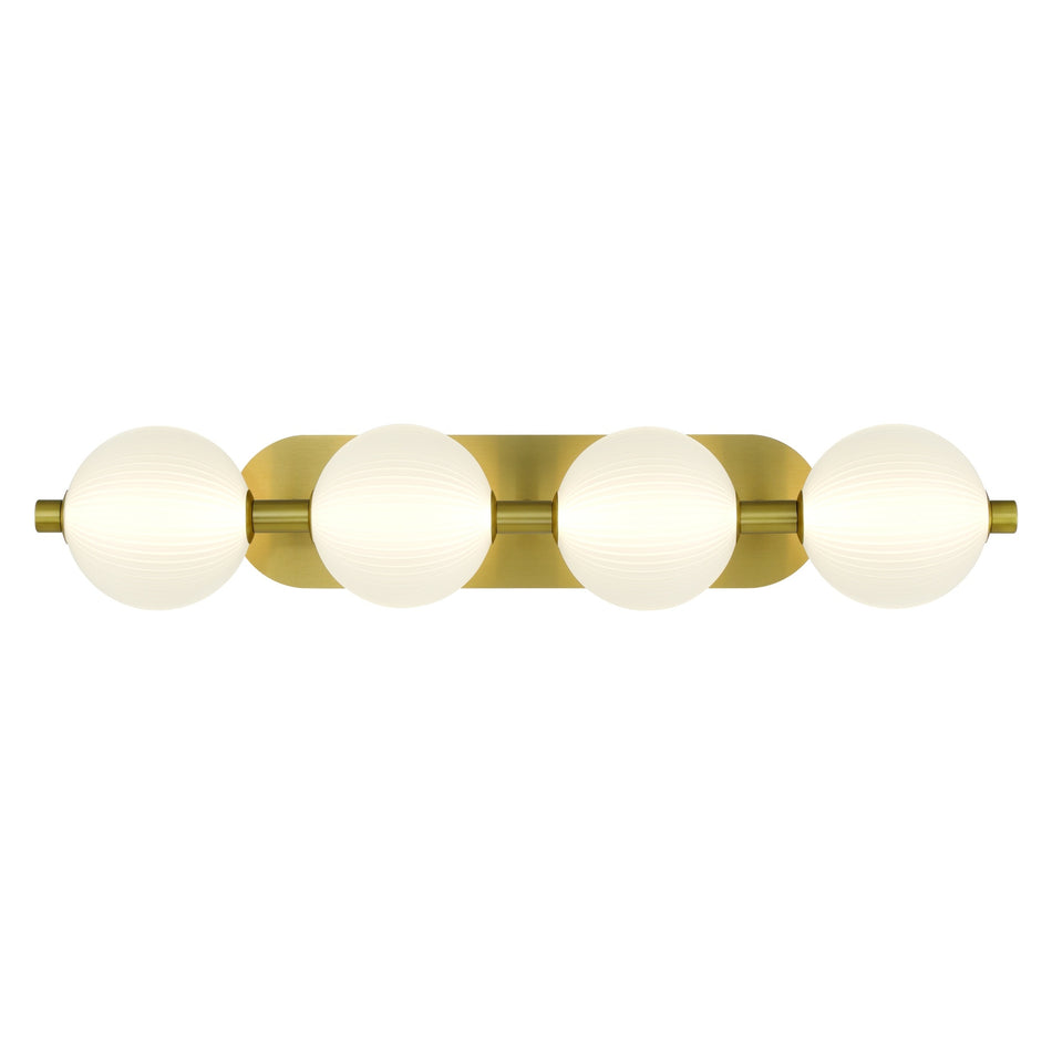 Eurofase Palmas 30" 4-Light LED Vanity, Gold with White Glass, front view