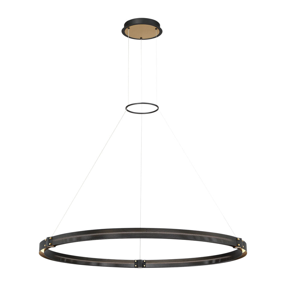 Eurofase Admiral 48" LED Chandelier, Gold-Black Mix, front view