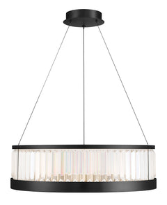 Eurofase Empra 30" LED Chandelier, Matte Black with Clear Crystal, front view