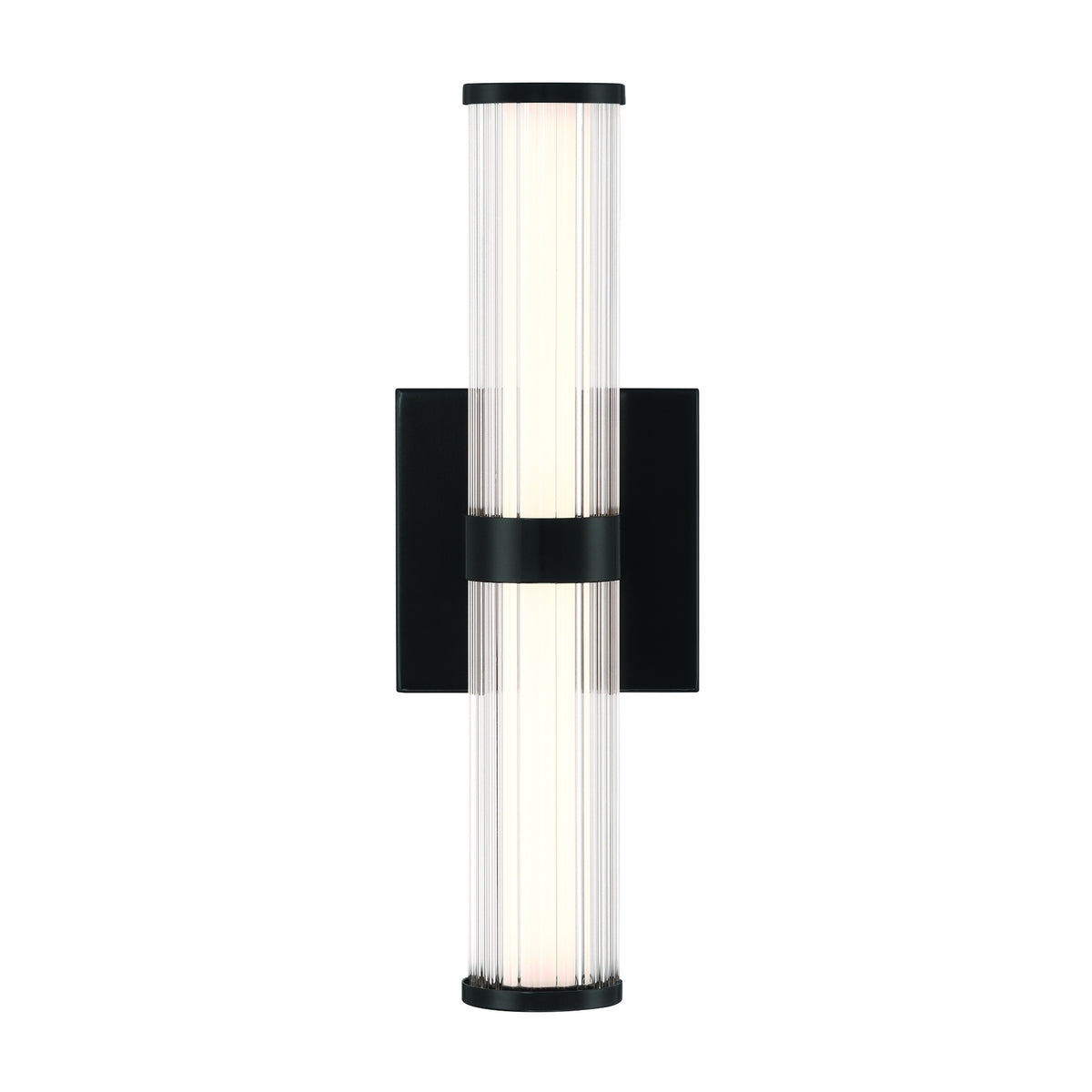 Eurofase Fayton 14" LED Outdoor Wall Light, Matte Black with Clear Glass, front view