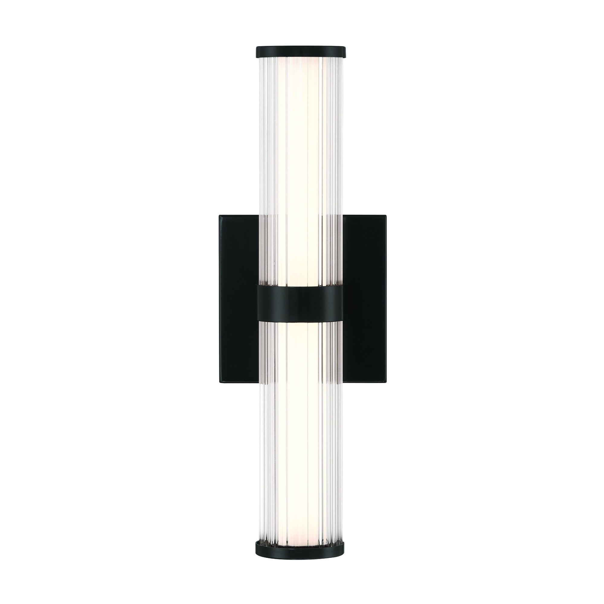 Eurofase Fayton 14" LED Outdoor Wall Light, Matte Black with Clear Glass, front view