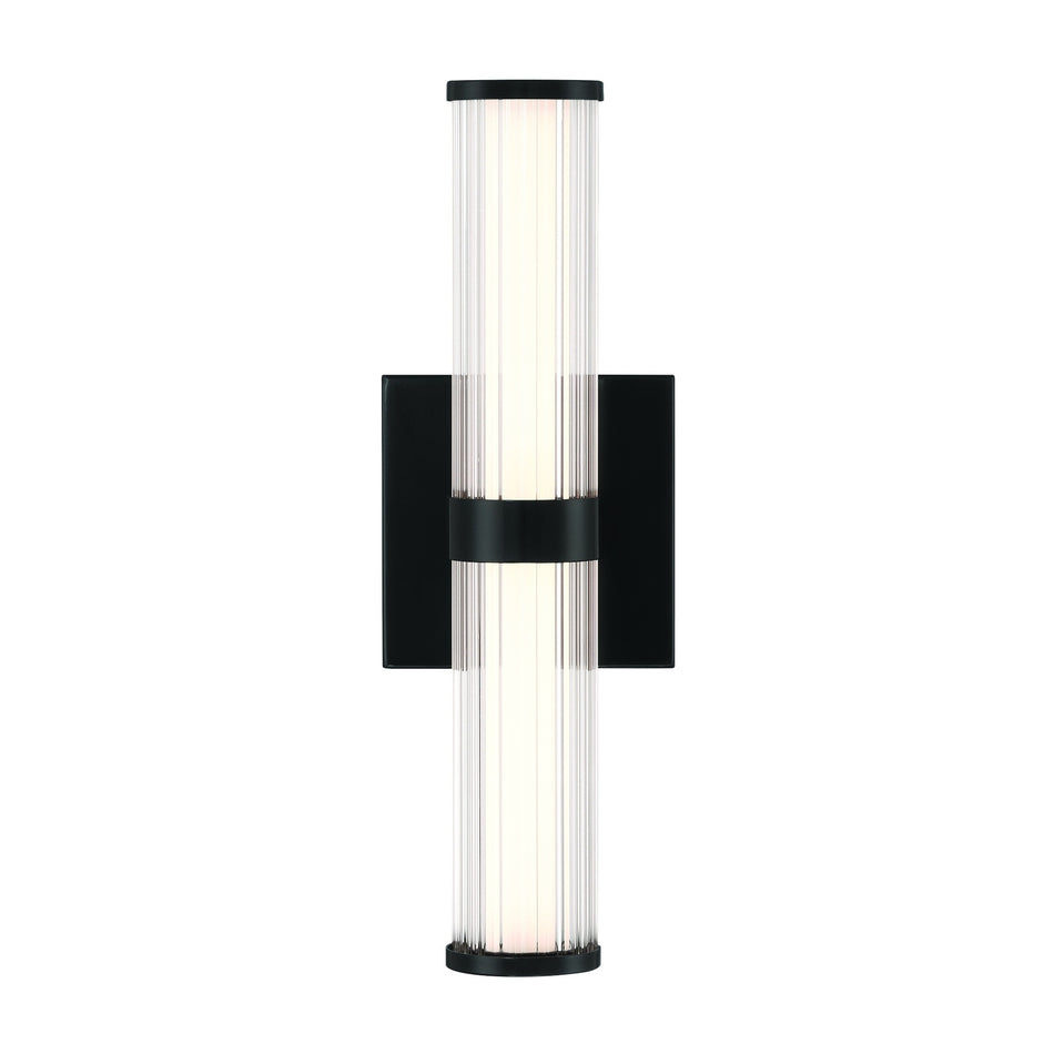 Eurofase Fayton 14" LED Outdoor Wall Light, Matte Black with Clear Glass, front view