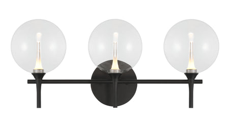 Eurofase Iissa 3-Light LED Vanity, Matte Black with Clear Glass, front view