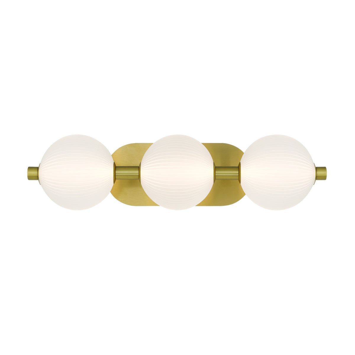 Eurofase Palmas 23" 3-Light LED Vanity, Gold with White Glass, front view