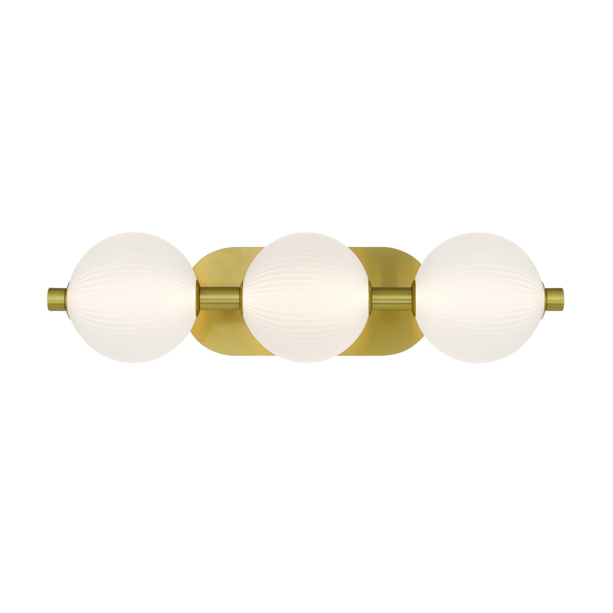 Eurofase Palmas 23" 3-Light LED Vanity, Gold with White Glass, front view