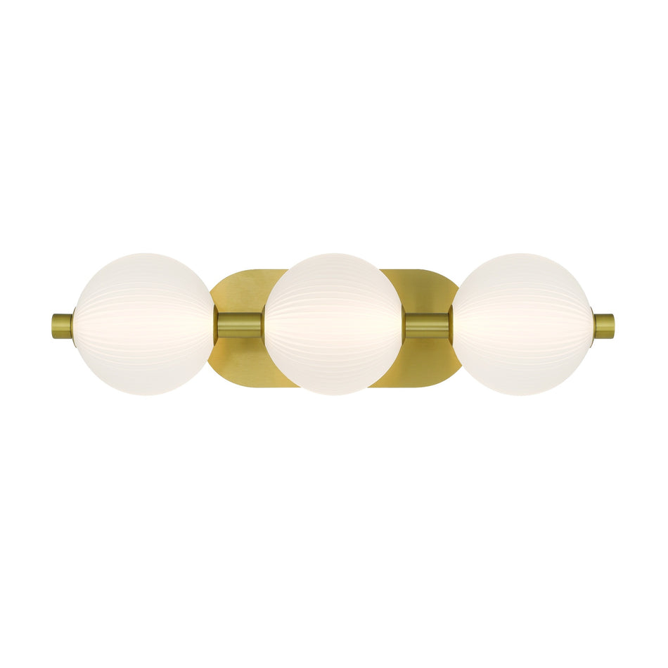 Eurofase Palmas 23" 3-Light LED Vanity, Gold with White Glass, front view