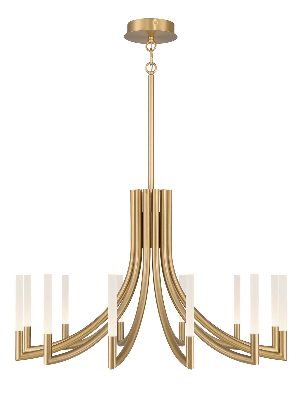 Eurofase Olette 36" 12-Light LED Chandelier, Gold with Frosted Acrylic, front view